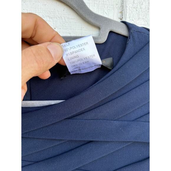 Tadashi Navy Blue Dress, Formal,‎ Flattering, Monochromatic, Cap Sleeves, Sz M - Picture 6 of 8